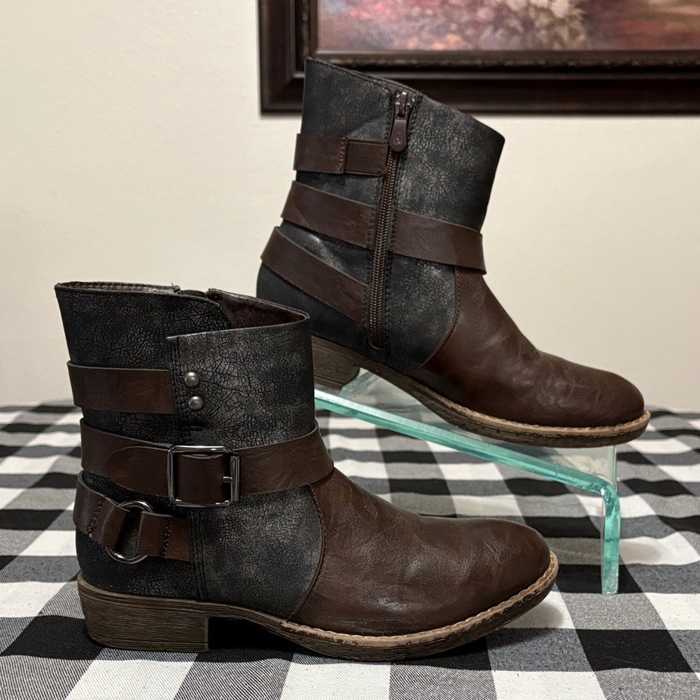 Spring Step Patrizia Ankle Boots Bootie Women Sz 38/US 7.5-8 Buckle Brown Gray